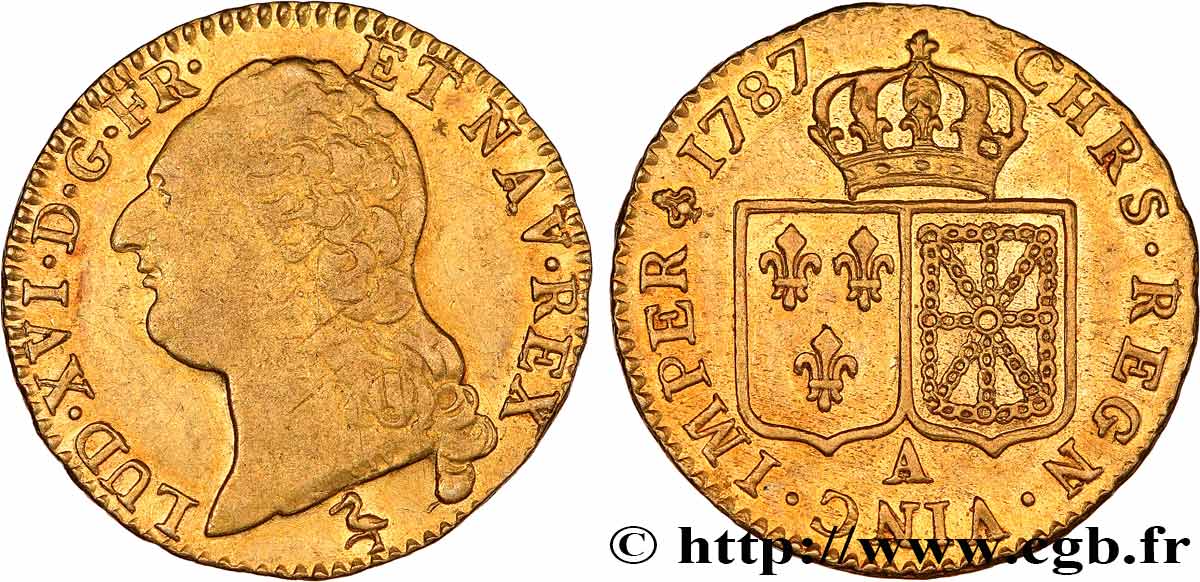LOUIS XVI Louis d or aux écus accolés 1787 Paris TTB+/SUP