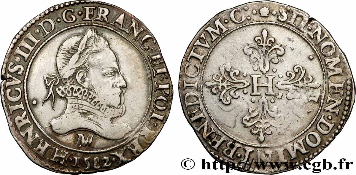 HENRI III Franc au col fraisé 1582 Toulouse TTB+