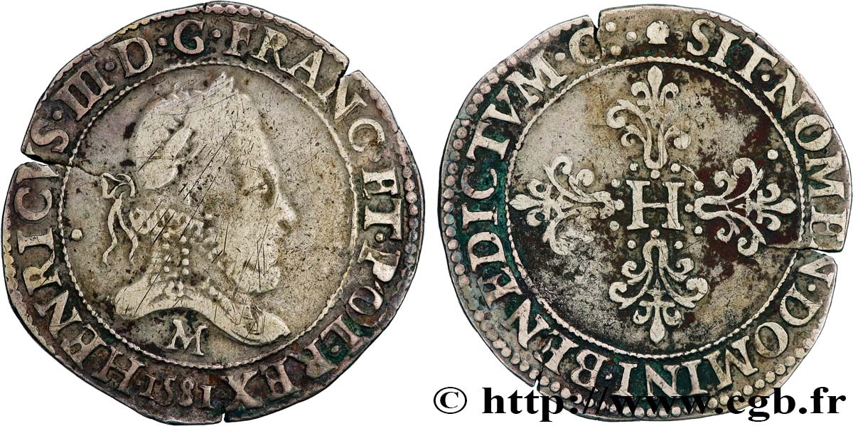 HENRY III Franc au col fraisé 1581 Toulouse VF