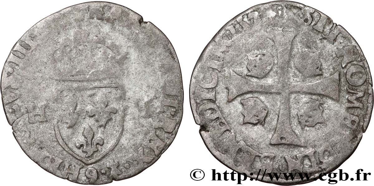 HENRY III Douzain aux deux H, 1er type n.d. Rennes BC