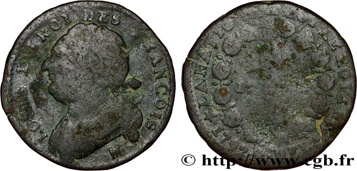 LOUIS XVI (MONARQUE CONSTITUTIONNEL) 12 deniers dit au faisceau , type FRANCOIS 1792 Marseille TB