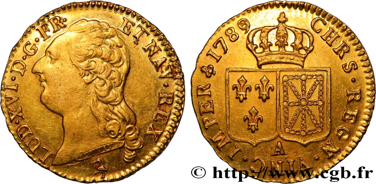 LOUIS XVI Louis d or aux écus accolés 1789 Paris AU