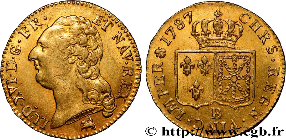 LOUIS XVI Louis d or aux écus accolés 1787 Rouen VZ/fST