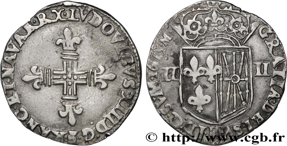 LOUIS XIII LE JUSTE Quart d écu de Navarre 1615 Saint-Palais TTB+