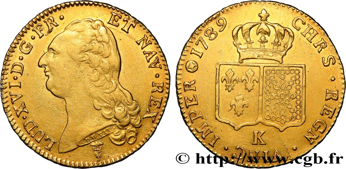 LOUIS XVI Double louis d’or aux écus accolés 1789 Bordeaux AU/AU