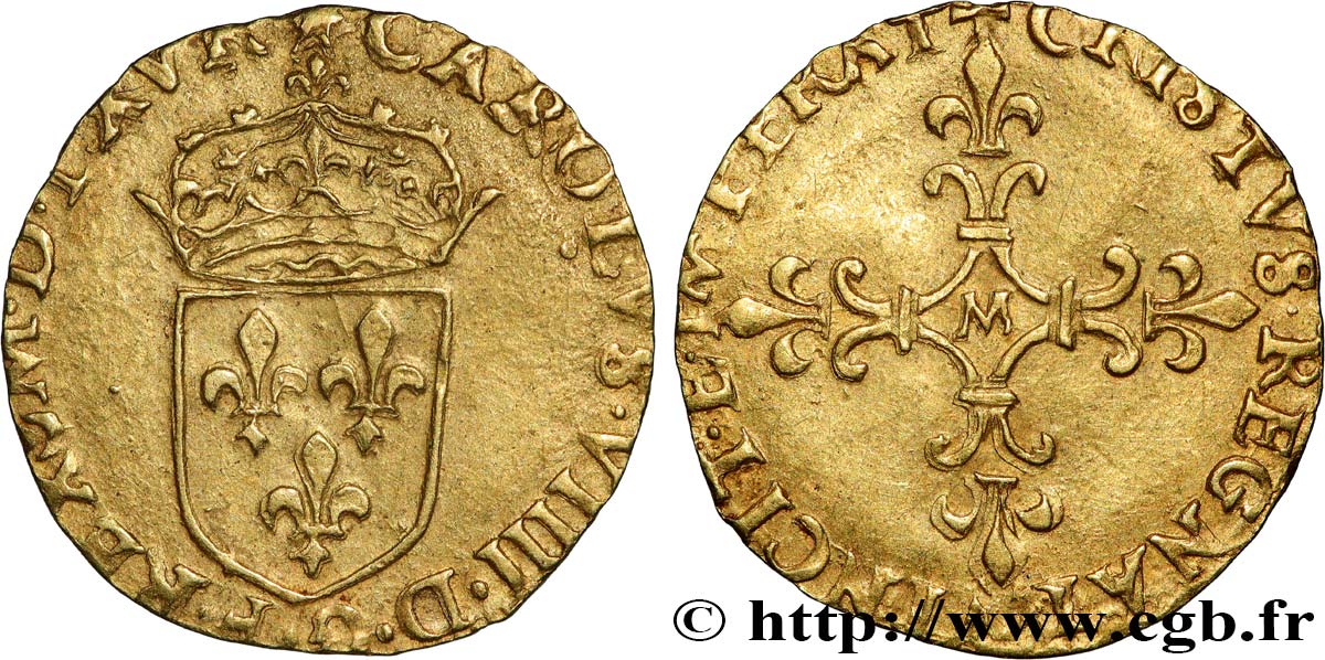 CHARLES IX Demi-écu d or au soleil, 1er type 1565 Toulouse q.SPL