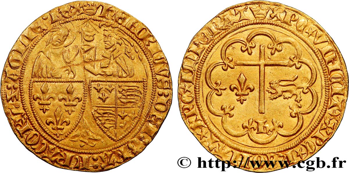 HENRY VI DE LANCASTRE - ROI DE FRANCE (1422-1453) - ROI D ANGLETERRE (1422-1461) et (1470-1471) Salut d or n.d. Paris SUP