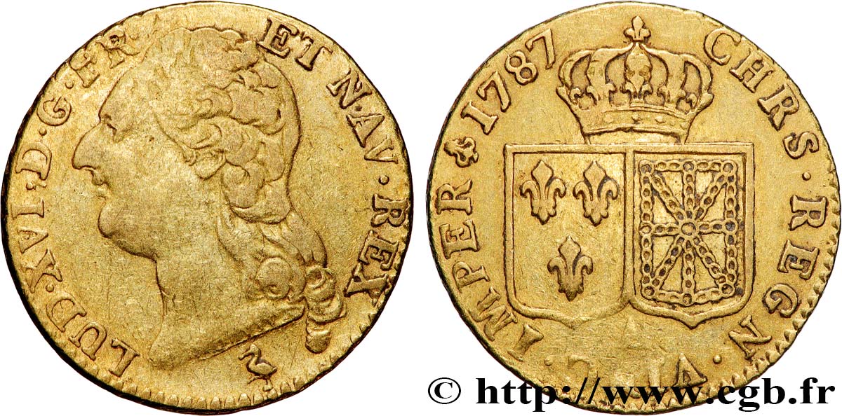 LOUIS XVI Louis d or aux écus accolés 1787 Paris q.BB