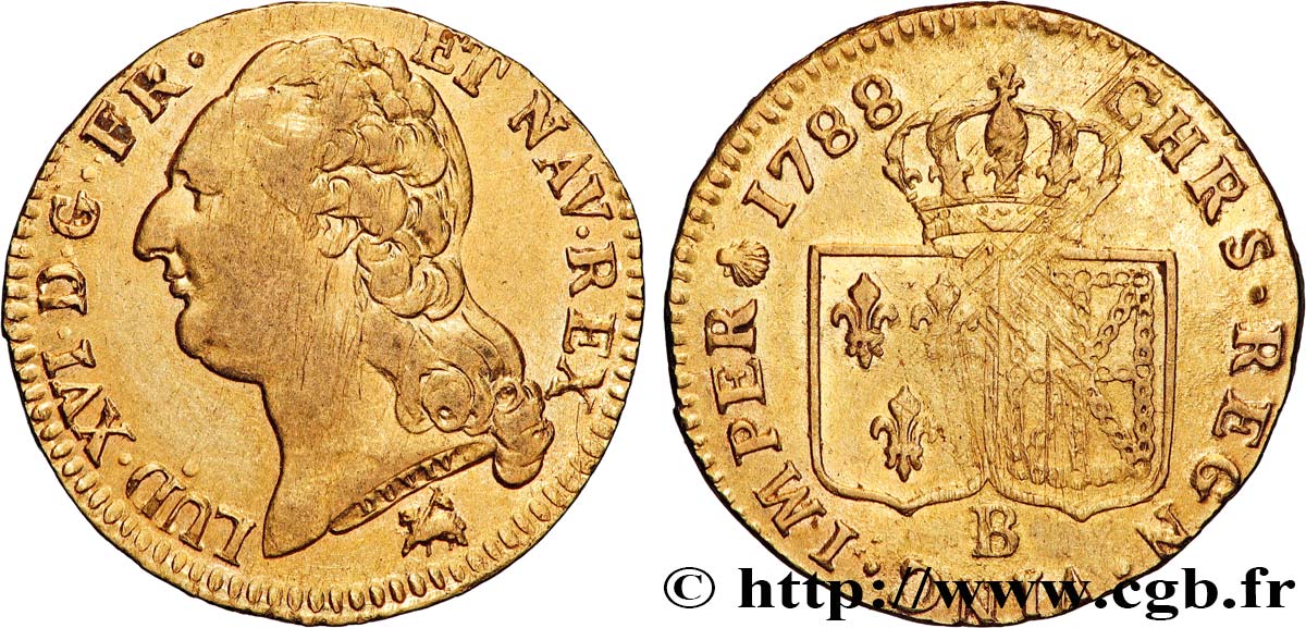LOUIS XVI Louis d or aux écus accolés 1788 Rouen TTB+