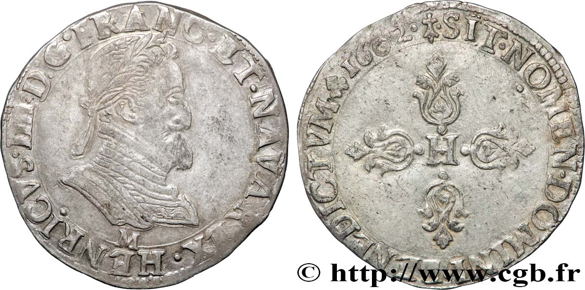 HENRI IV LE GRAND Demi-franc, type de Toulouse 1602 Toulouse TTB/TTB+