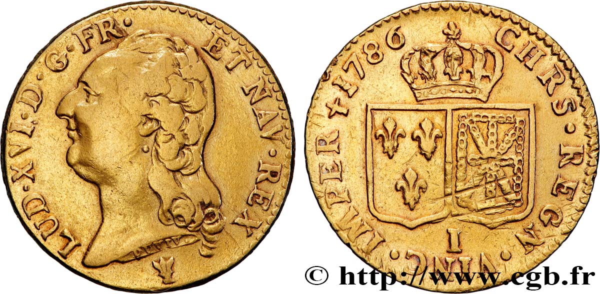 LOUIS XVI Louis d or aux écus accolés 1786 Limoges MBC/MBC+