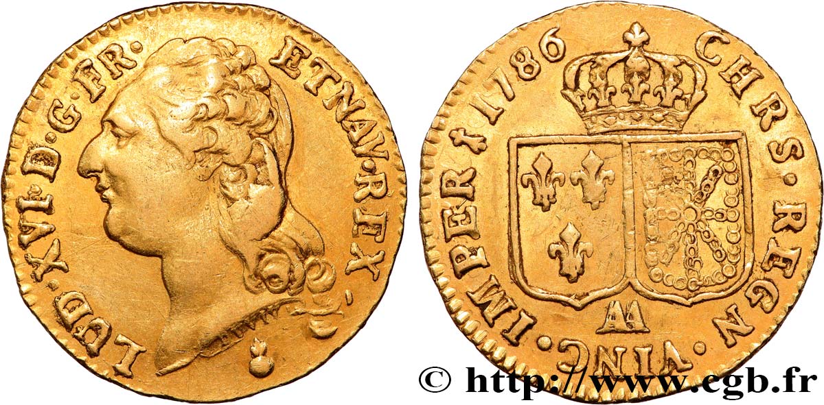 LOUIS XVI Louis d or aux écus accolés 1786 Metz TTB/TTB+
