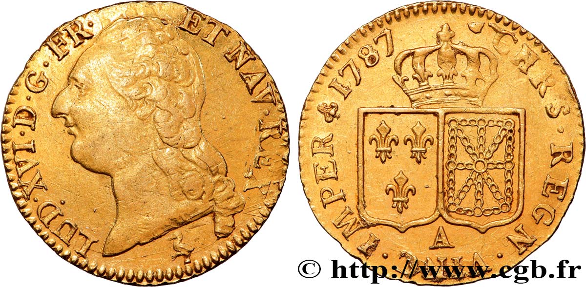 LOUIS XVI Louis d or aux écus accolés 1787 Paris TTB/TTB+