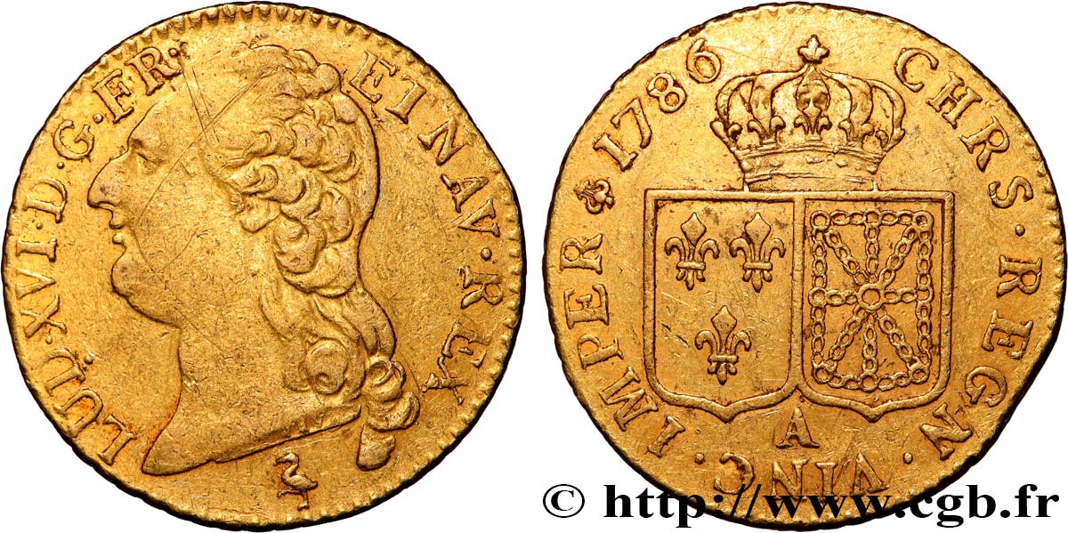 LOUIS XVI Louis d or aux écus accolés 1786 Paris XF/AU