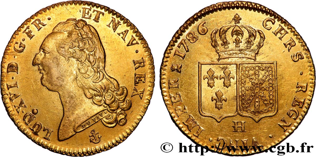 LOUIS XVI Double louis d’or aux écus accolés 1786 La Rochelle VZ