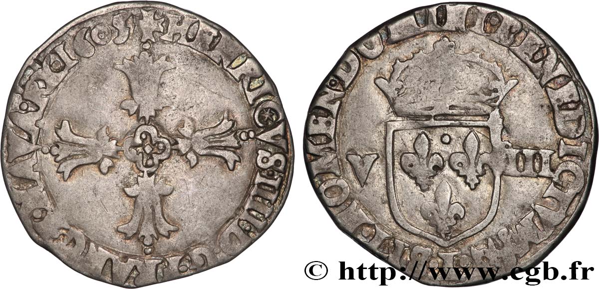 HENRY IV Huitième d écu, croix feuillue de face 1605 Bayonne VF
