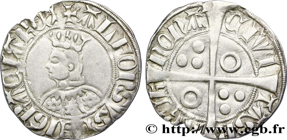 SPAIN - COUNTY OF BARCELONA - ALFONSO III (IV OF ARAGON) CALLED THE DEBONAIR OR GOOD-NATURED Gros n.d. Barcelone XF