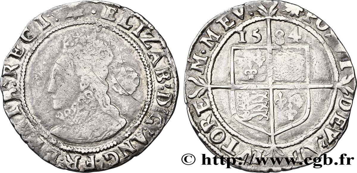 ENGLAND - KÖNIGREICH ENGLAND - ELIZABETH I. Six pences (5e émission) 1584 Londres fSS