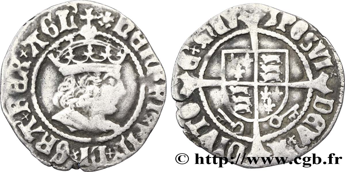 ENGLAND - KINGDOM OF ENGLAND - HENRY VII Demi-gros (halfgroat) n.d. Londres VF