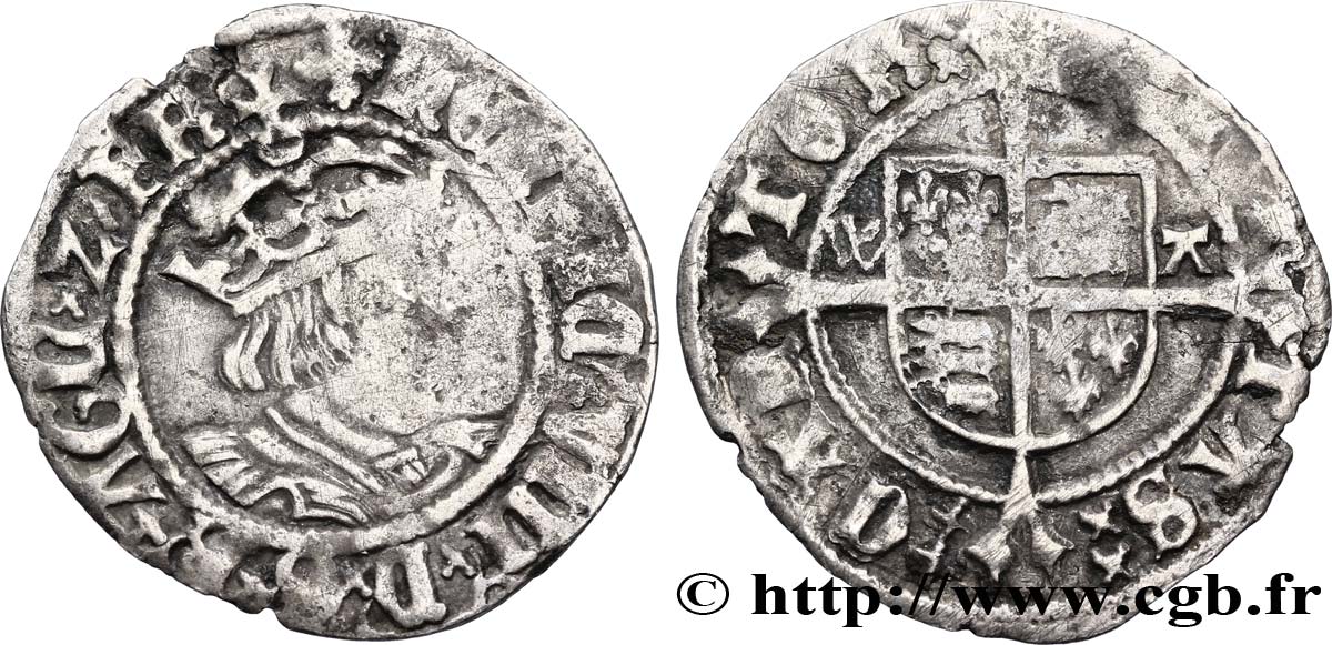 ENGLAND - KINGDOM OF ENGLAND - HENRY VIII Halfgroat n.d. Canterbury VF