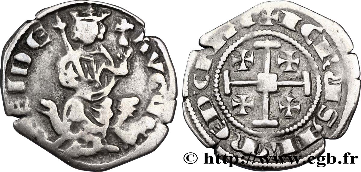 KINGDOM OF CYPRUS - HUGUES IV OF LUSIGNAN Demi-gros n.d. Nicosie ou Famagouste BC/BC+