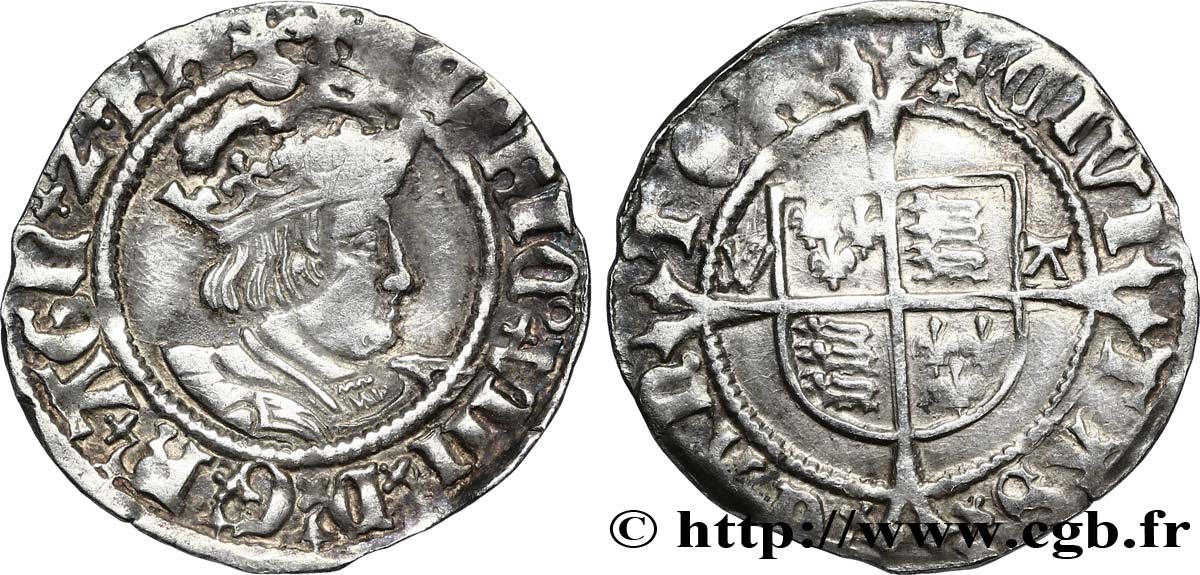 ENGLAND - KINGDOM OF ENGLAND - HENRY VIII Halfgroat n.d. Canterbury VF