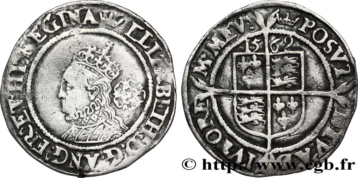 ENGLAND - KINGDOM OF ENGLAND - ELIZABETH I Six pences (3e et 4e émissions) 1569 Londres VF