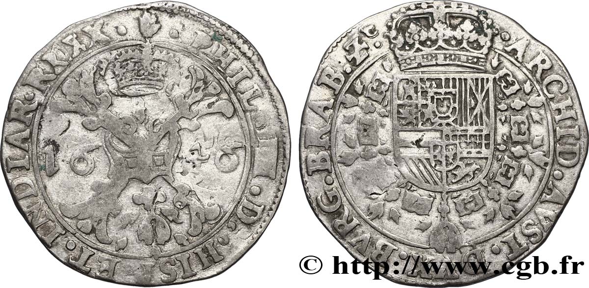 SPANISH NETHERLANDS - DUCHY OF BRABANT - PHILIP IV Demi-patagon 1646 Anvers XF