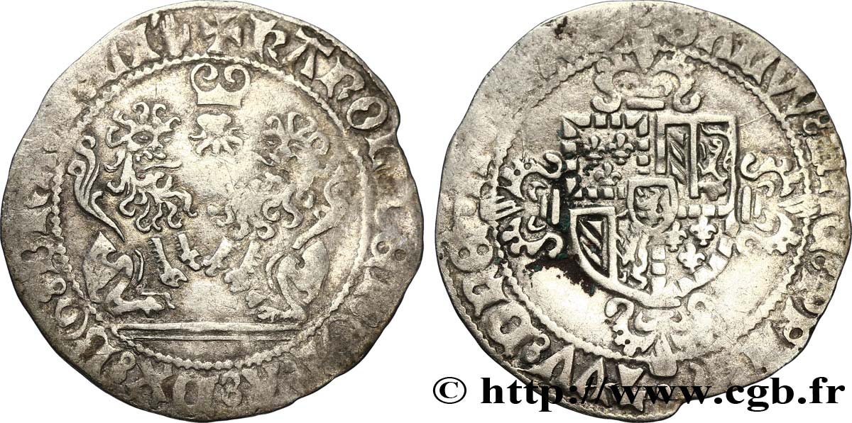 BURGUNDIAN NETHERLANDS - DUCHY OF BRABANT - CHARLES THE BOLD Double briquet 1475 Anvers VF