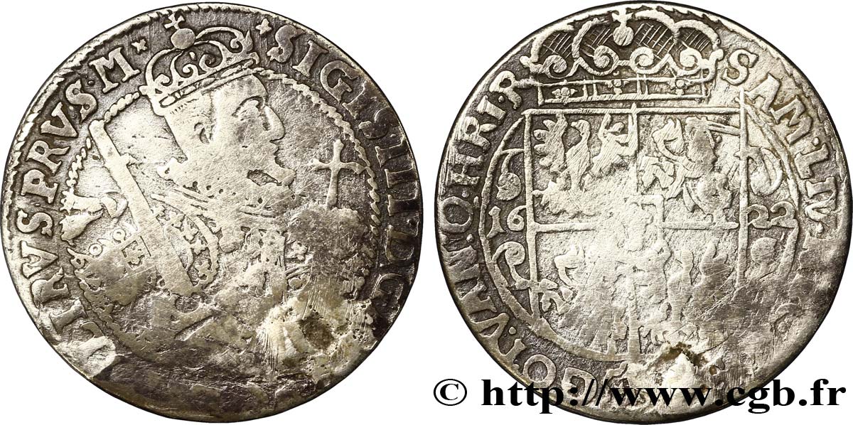 POLONIA - SIGISMUNDO III VASA Quart de thaler ou ort koronny 1622 Cracovie BC