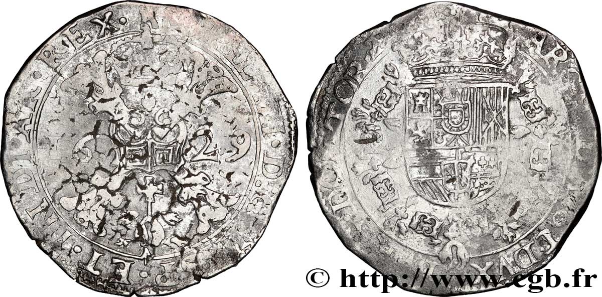 SPANISH NETHERLANDS - TOURNAISIS - PHILIP IV Patagon 1629 Tournai VF