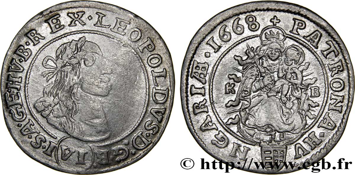 HUNGARY - KINGDOM OF HUNGARY - LEOPOLD I Six kreutzer ou krajczar 1668 Kremnitz (Kormoczbanya) VF