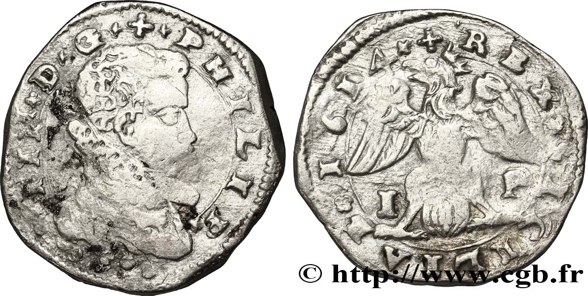 ITALY - KINGDOM OF NAPLES AND SICILY - PHILIP III OF SPAIN Quatre tari 1614 Messine XF