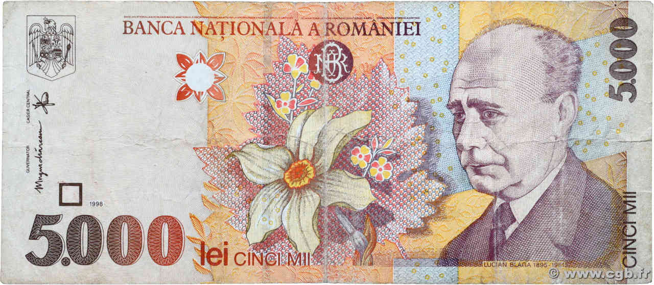 5000 Lei RUMANIA  1998 P.107b RC+