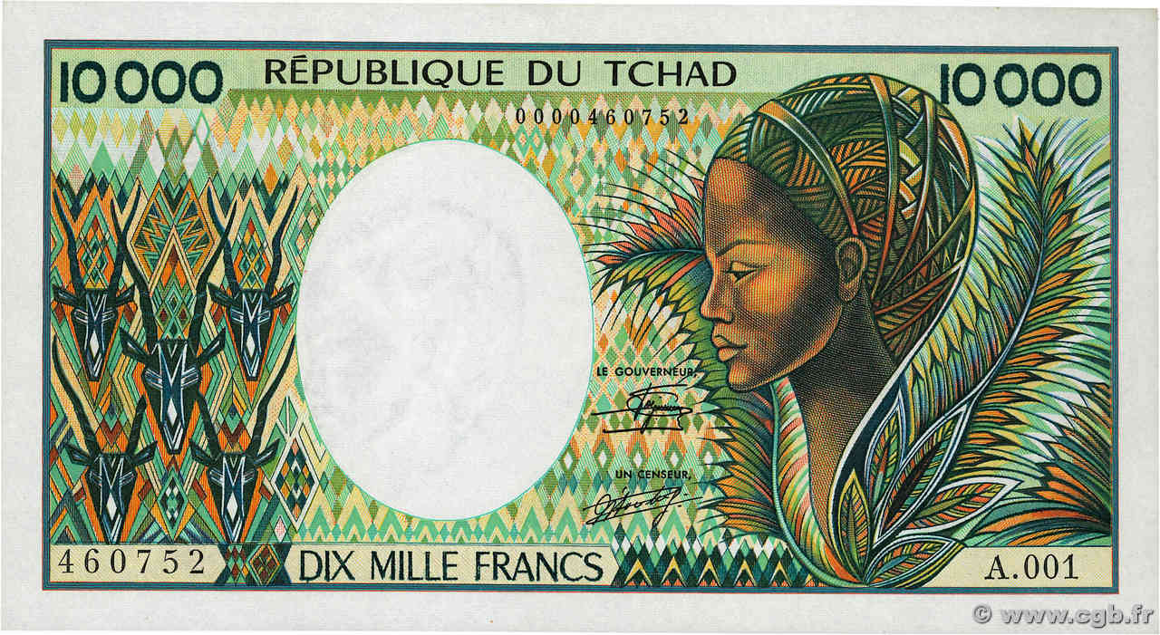 10000 Francs type 1983 TCHAD  1985 A.289b NEUF