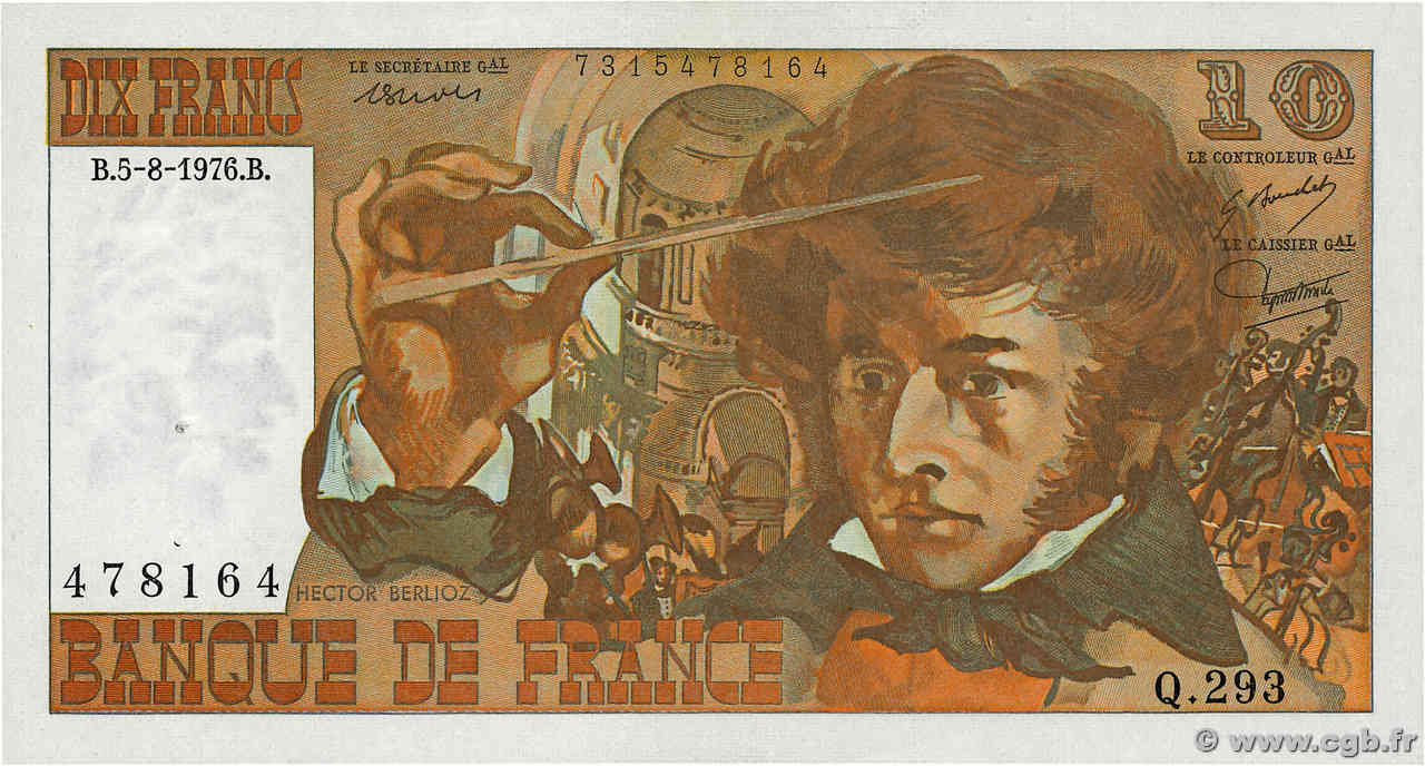 10 Francs BERLIOZ FRANCE  1976 F.63.20 SUP