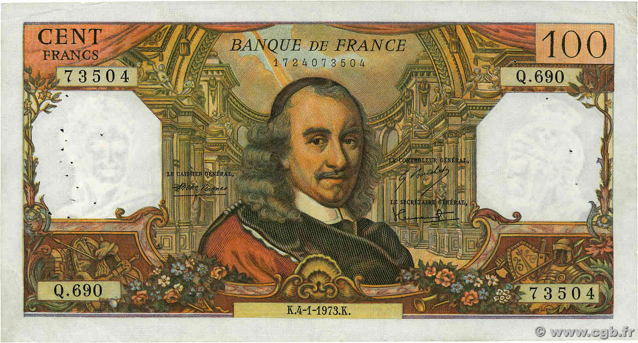 100 Francs CORNEILLE FRANCE  1973 F.65.41 TTB