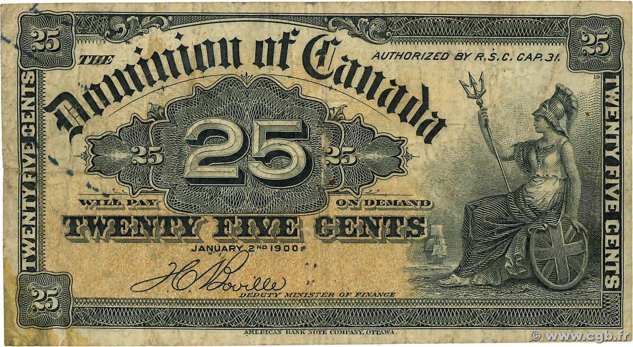 25 Cents CANADA  1900 P.009b TB