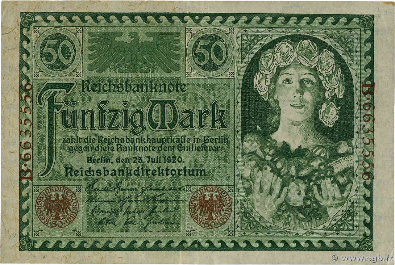 50 Mark  ALLEMAGNE  1920 P.068 TTB+