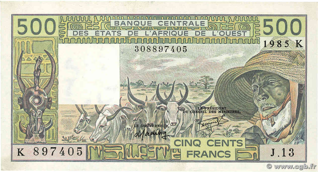 500 Francs ÉTATS DE L AFRIQUE DE L OUEST  1985 P.706Kh pr.NEUF