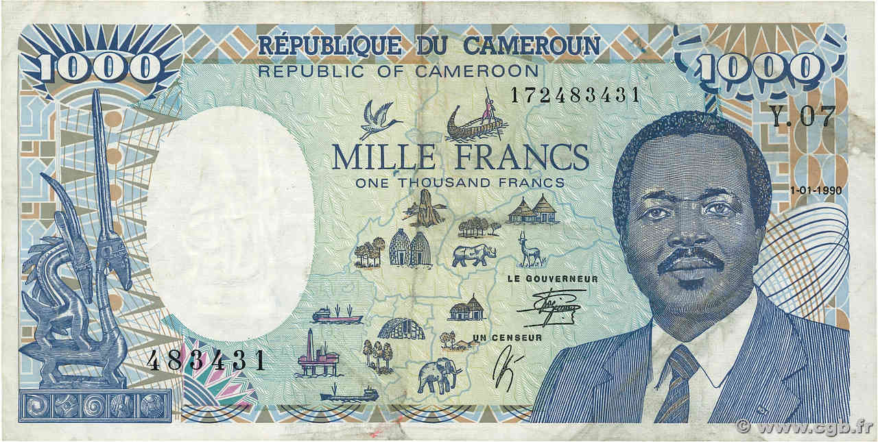 1000 Francs CAMEROUN  1990 P.26b TB