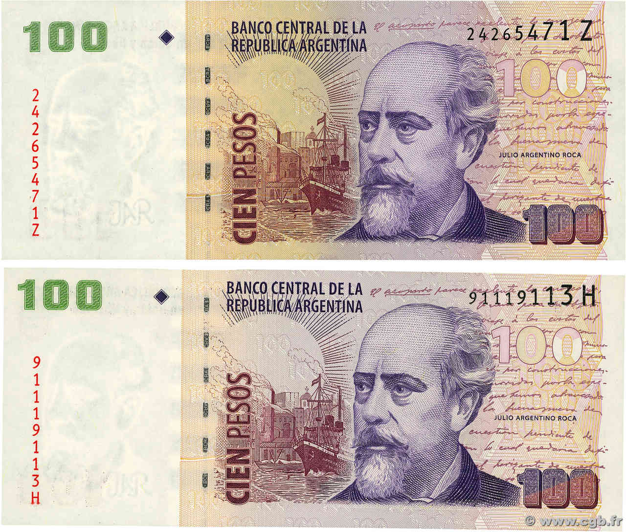 100 Pesos Lot ARGENTINA  2003 P.357 UNC