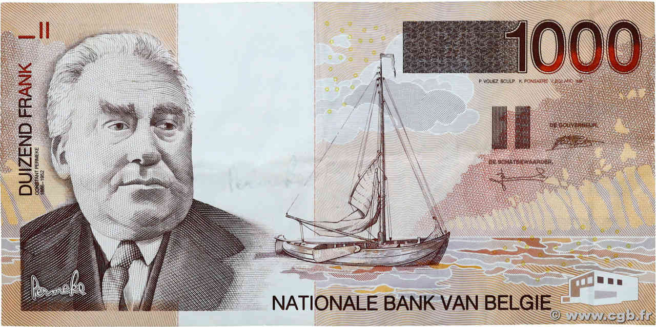 1000 Francs BELGIQUE  1997 P.150 TTB