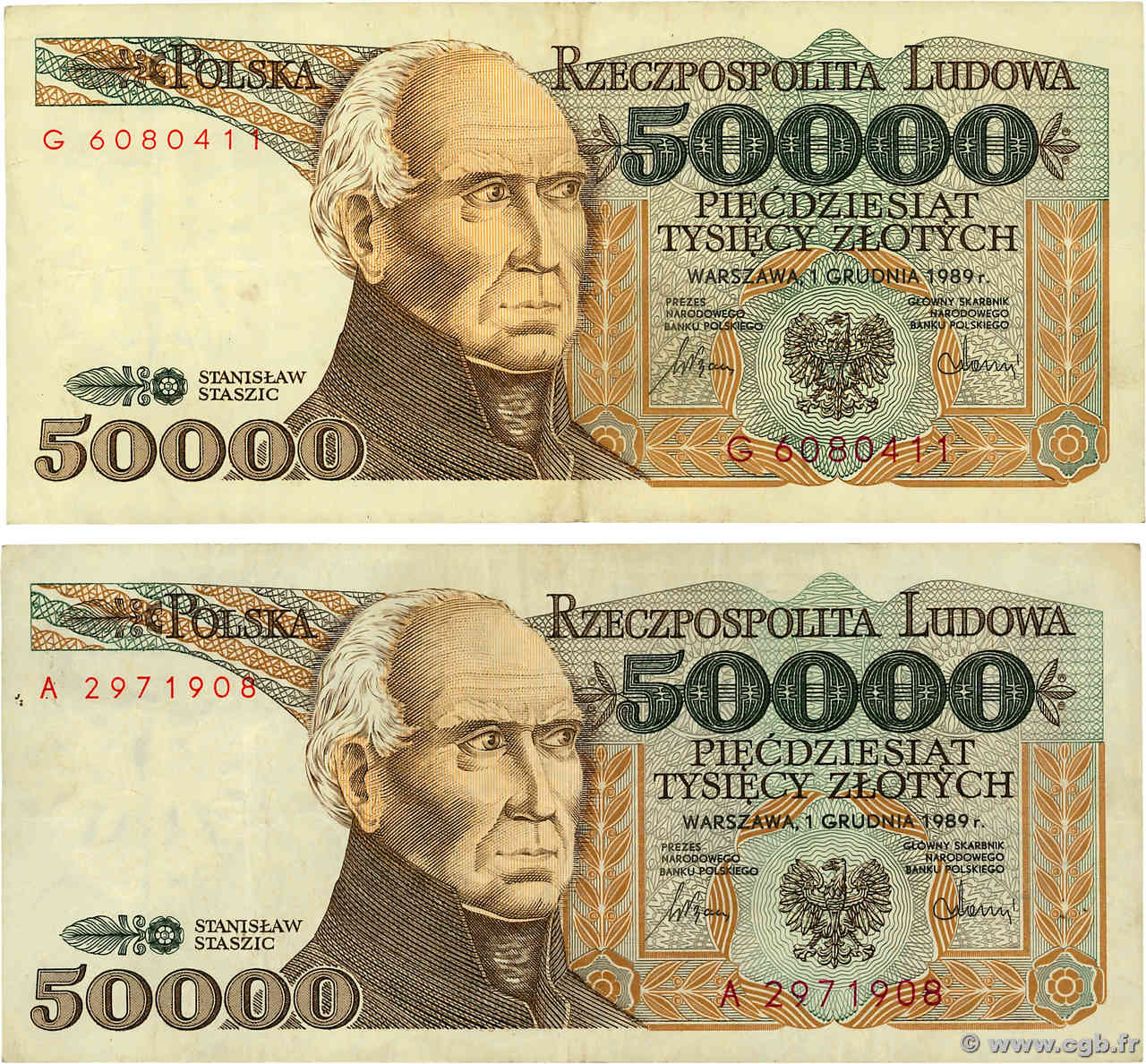 50000 Zlotych Lot POLOGNE  1989 P.153a pr.TTB