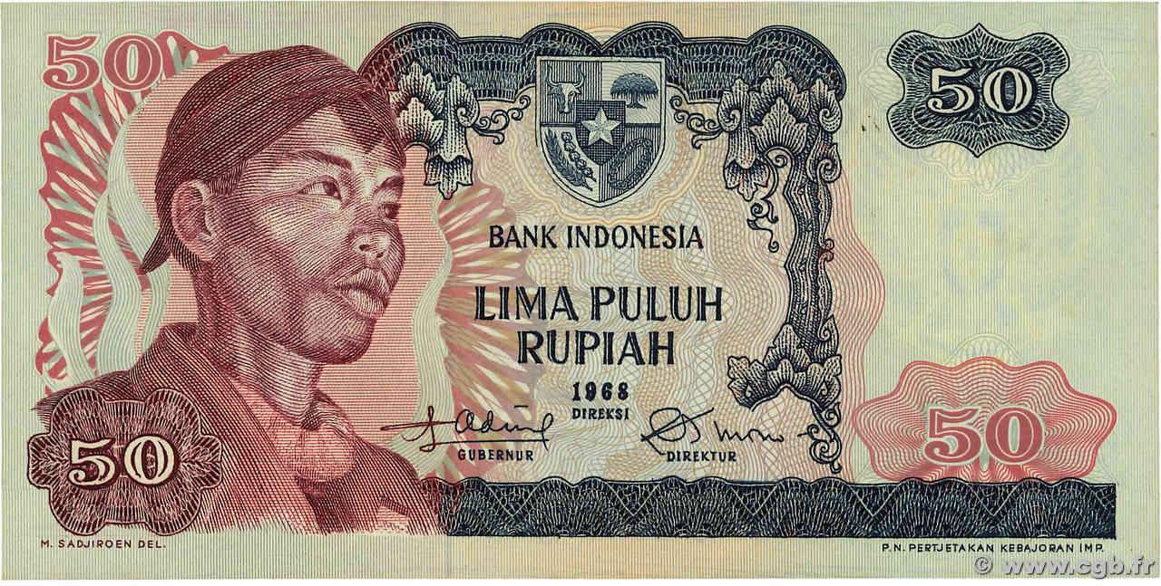 50 Rupiah INDONESIA  1968 P.107a UNC