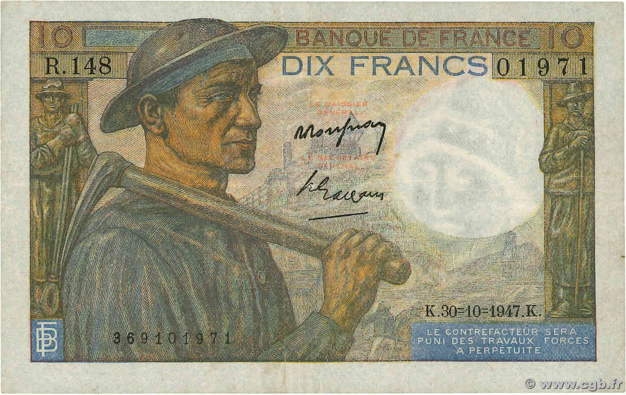 10 Francs MINEUR FRANCIA  1947 F.08.18 q.SPL