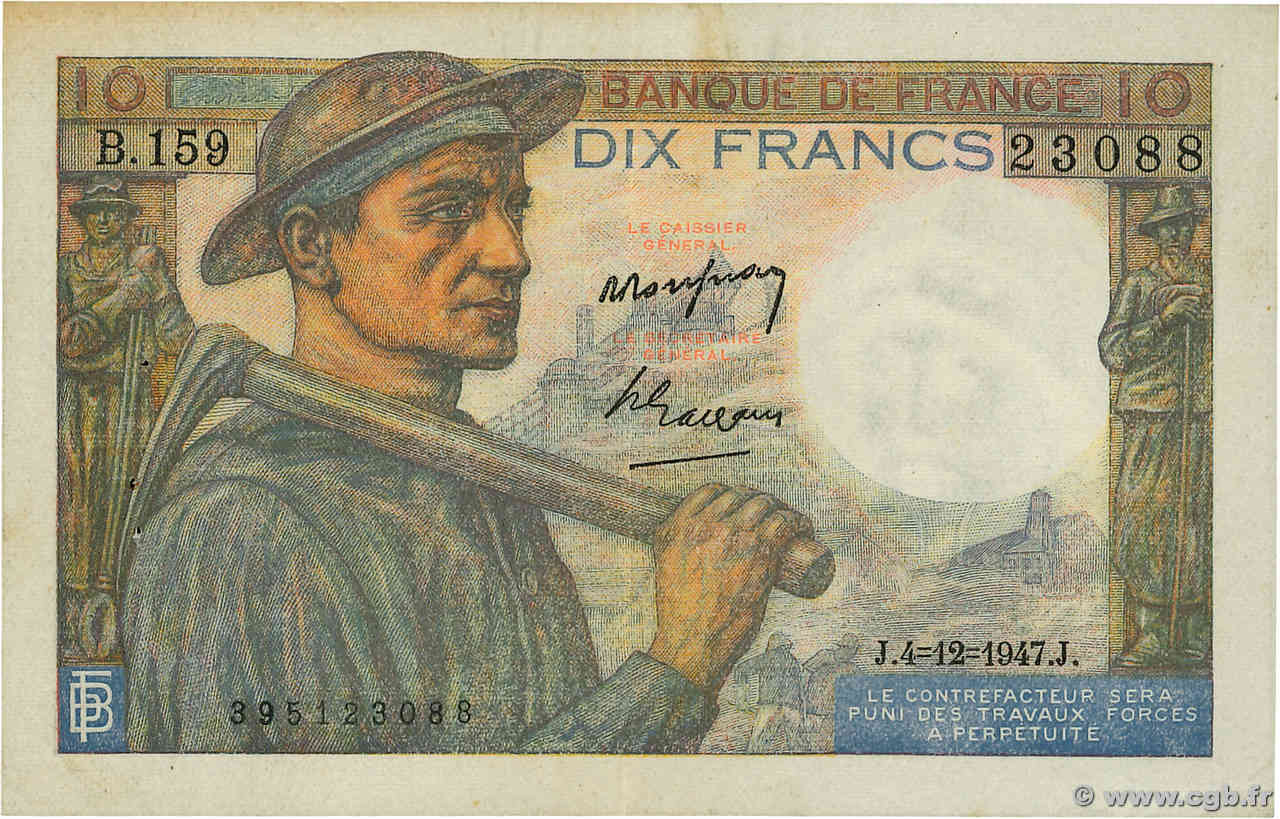 10 Francs MINEUR FRANCIA  1947 F.08.19 SPL