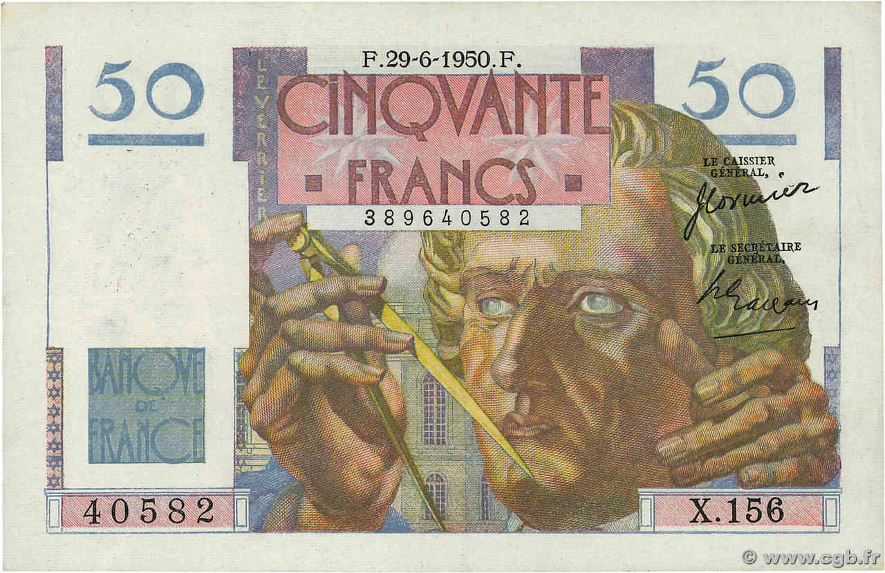 50 Francs LE VERRIER FRANCIA  1950 F.20.15 BB