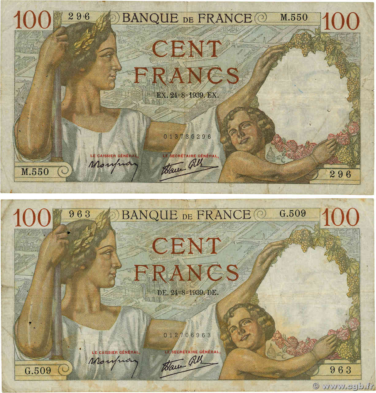 100 Francs SULLY Lot FRANCIA  1939 F.26.05 q.MB