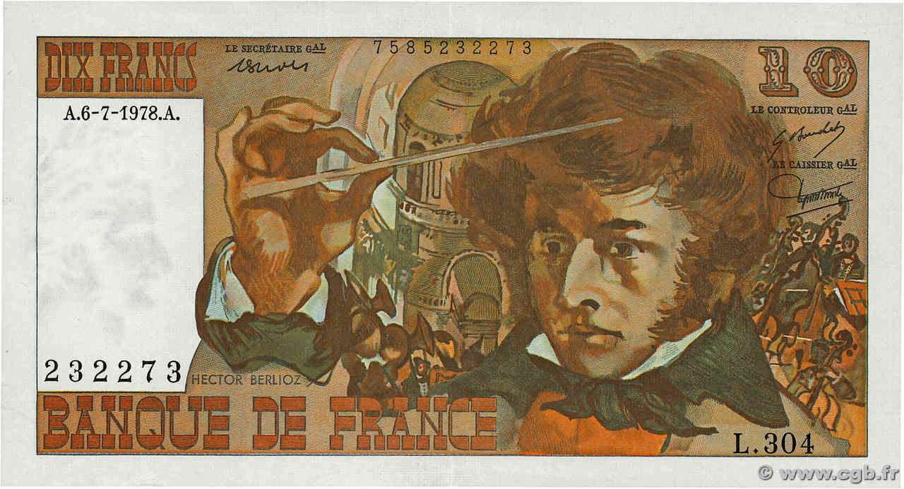 10 Francs BERLIOZ FRANCE  1978 F.63.24 SUP+
